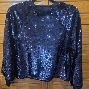 Skinnygirl Black MEGHAN Sequin SHIRT